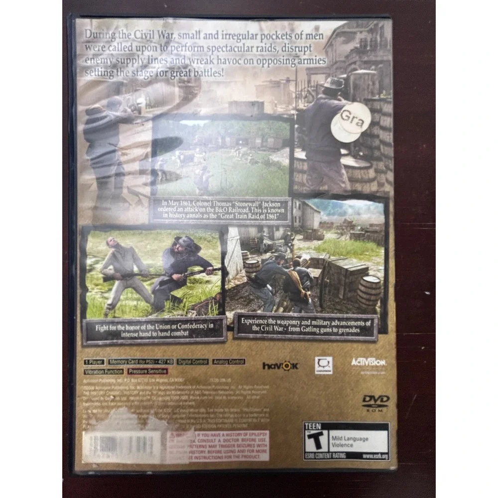 The History Channel Civil War Secret Missions PS2 Activision PlayStation 2 Game